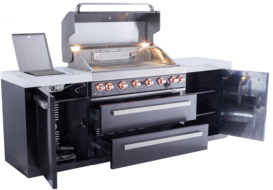 Mont Alpi 805 Black Stainless Steel Island featuring a 90-degree corner MAi805-BSS90C - 94''