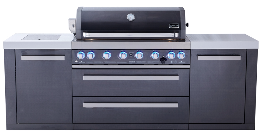 Mont Alpi 805 Black Stainless Steel Island featuring a 90-degree corner MAi805-BSS90C - 94''