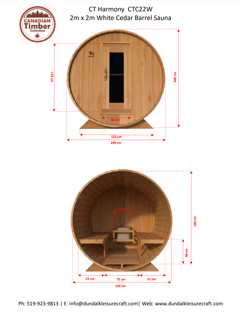Dundalk 4 Person White Cedar Outdoor Sauna Harmony | 2-4 People | Wood or Electric Heater