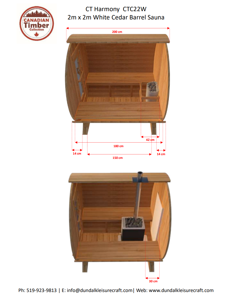 Dundalk 4 Person White Cedar Outdoor Sauna Harmony | 2-4 People | Wood or Electric Heater