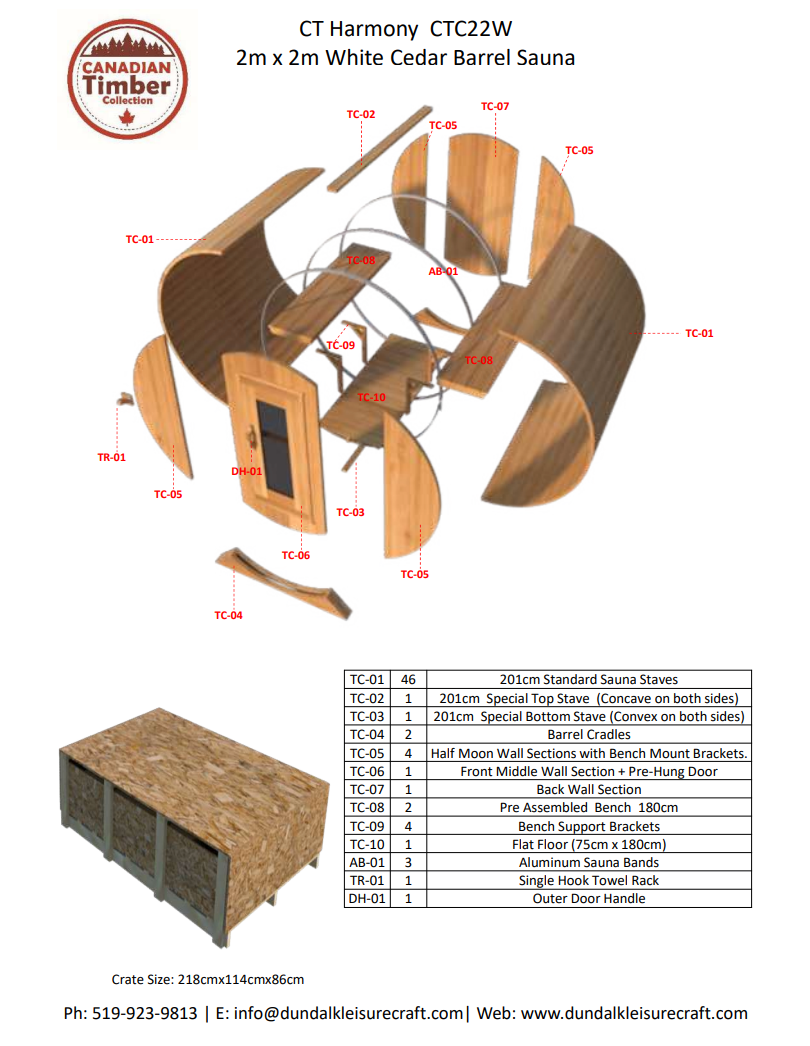Dundalk 4 Person White Cedar Outdoor Sauna Harmony | 2-4 People | Wood or Electric Heater