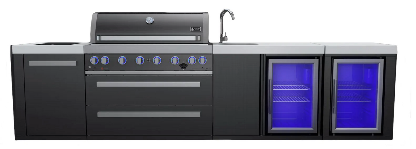 Mont Alpi 805 Black Stainless Steel Island with a Beverage Center and Fridge Cabinet MAi805-BSSBEVFC1 32''