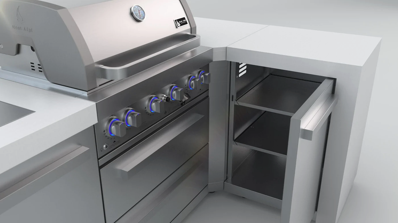 Mont Alpi 4-burner Deluxe Island with a 90-Degree Corner MAi400-D90 - 82''