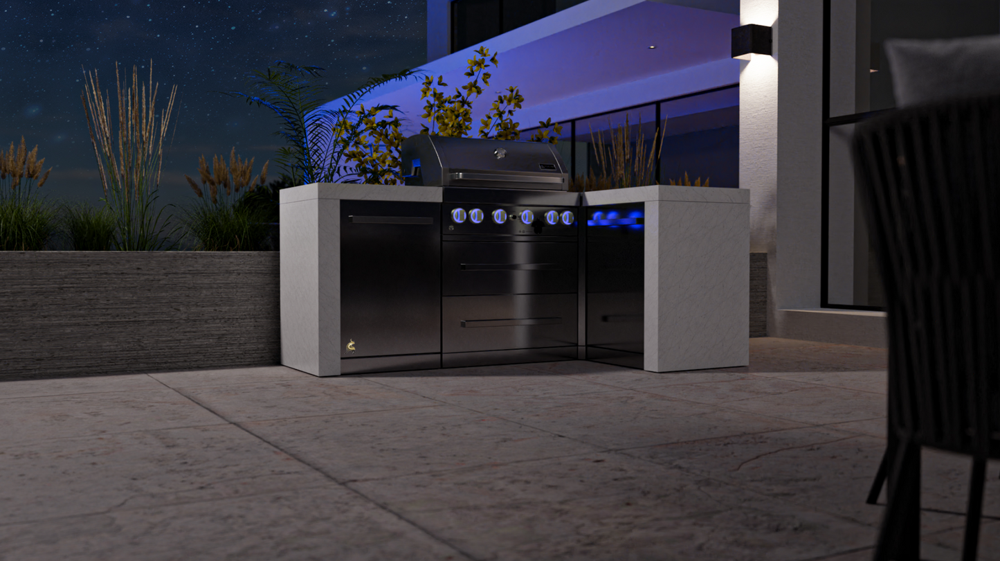 Mont Alpi 4-burner Deluxe Island with a 90-Degree Corner MAi400-D90 - 82''