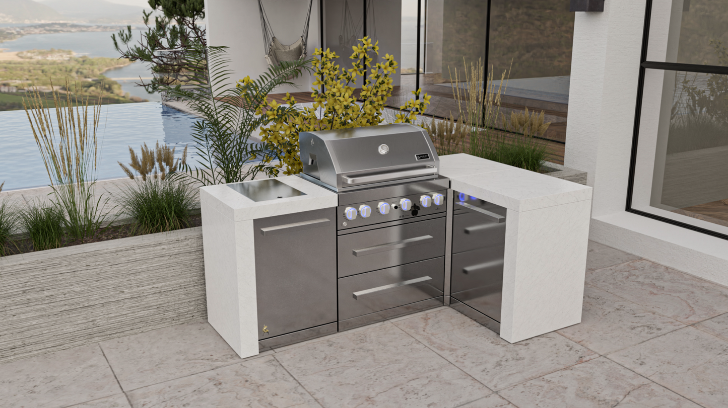 Mont Alpi 4-burner Deluxe Island with a 90-Degree Corner MAi400-D90 - 82''