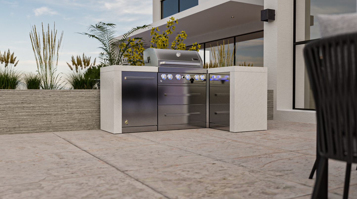 Mont Alpi 4-burner Deluxe Island with a 90-Degree Corner MAi400-D90 - 82''