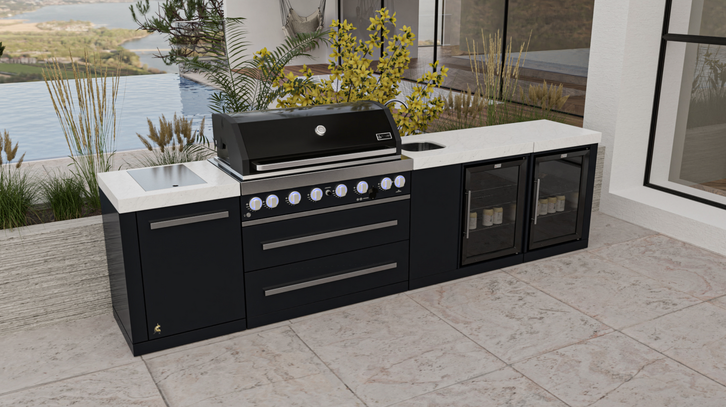 Mont Alpi 805 Black Stainless Steel Island with a Beverage Center and Fridge Cabinet MAi805-BSSBEVFC1 32''