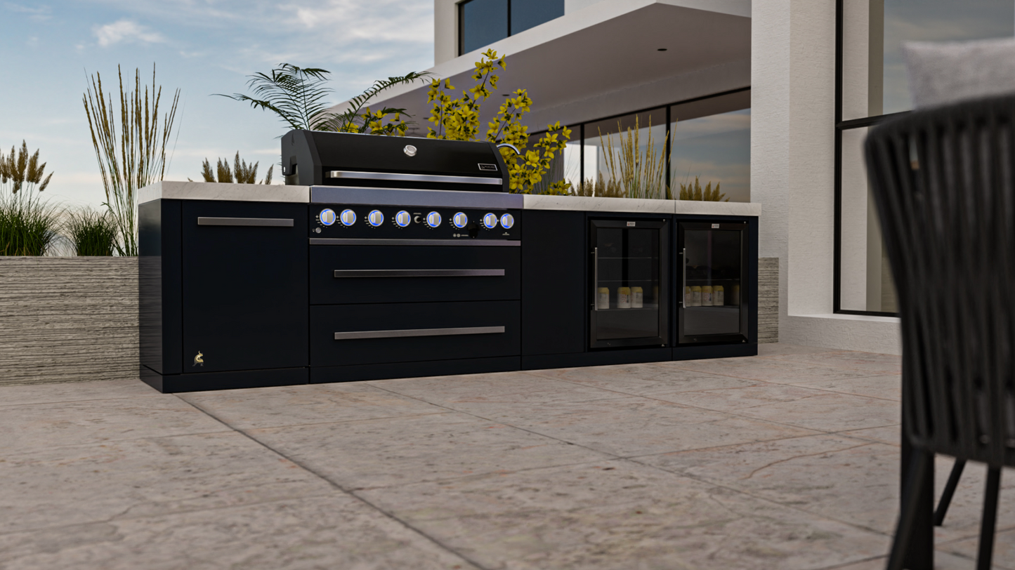 Mont Alpi 805 Black Stainless Steel Island with a Beverage Center and Fridge Cabinet MAi805-BSSBEVFC1 32''