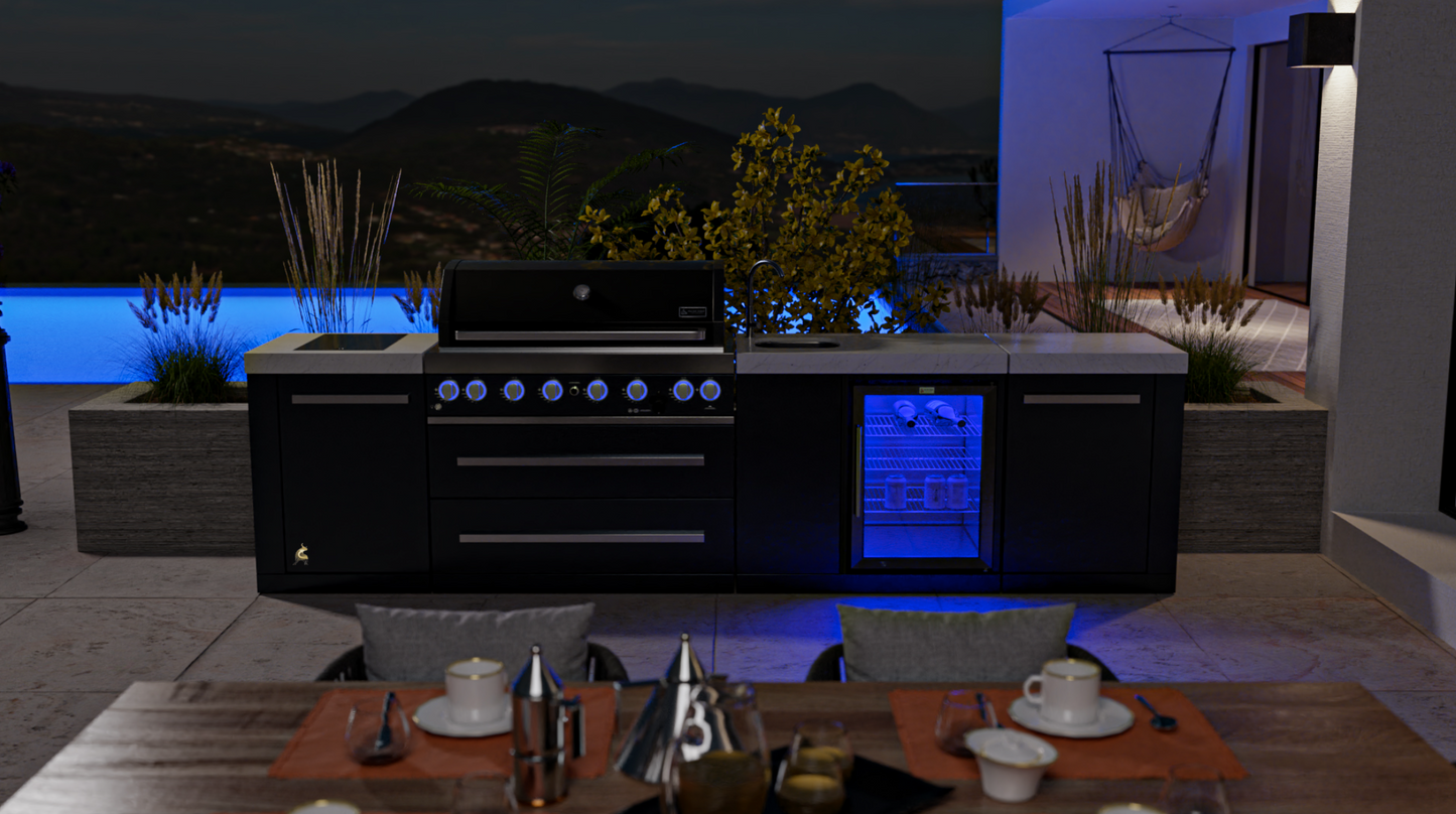 Mont Alpi 805 Black Stainless Steel Island with Beverage Center MAi805-BSSBEV - 132''