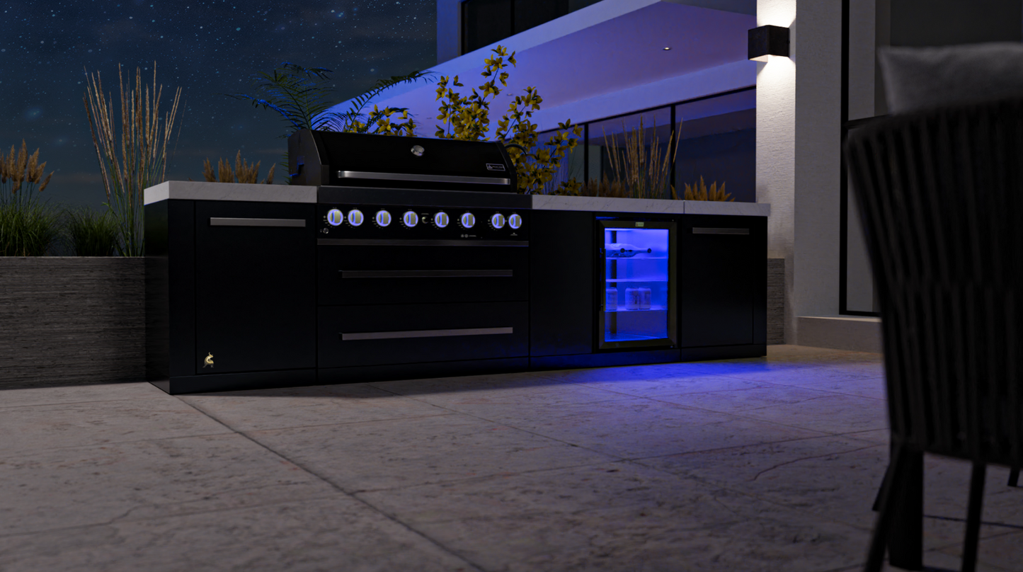 Mont Alpi 805 Black Stainless Steel Island with Beverage Center MAi805-BSSBEV - 132''