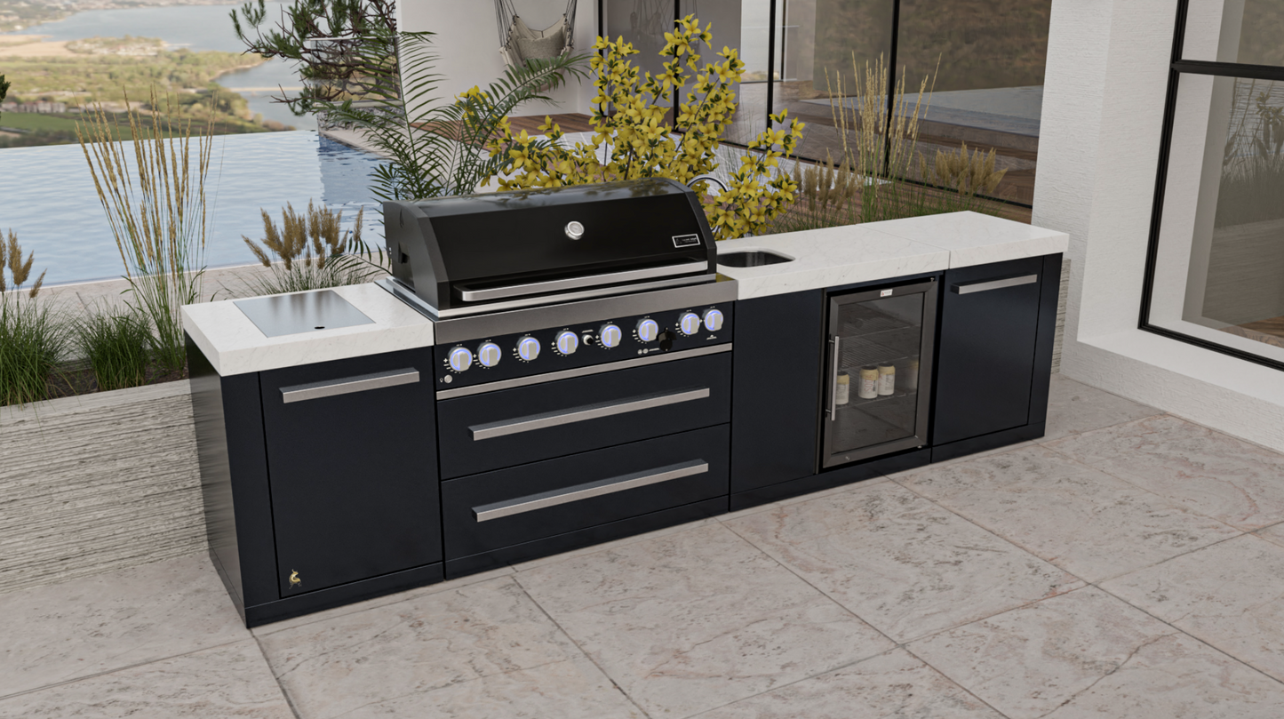 Mont Alpi 805 Black Stainless Steel Island with Beverage Center MAi805-BSSBEV - 132''