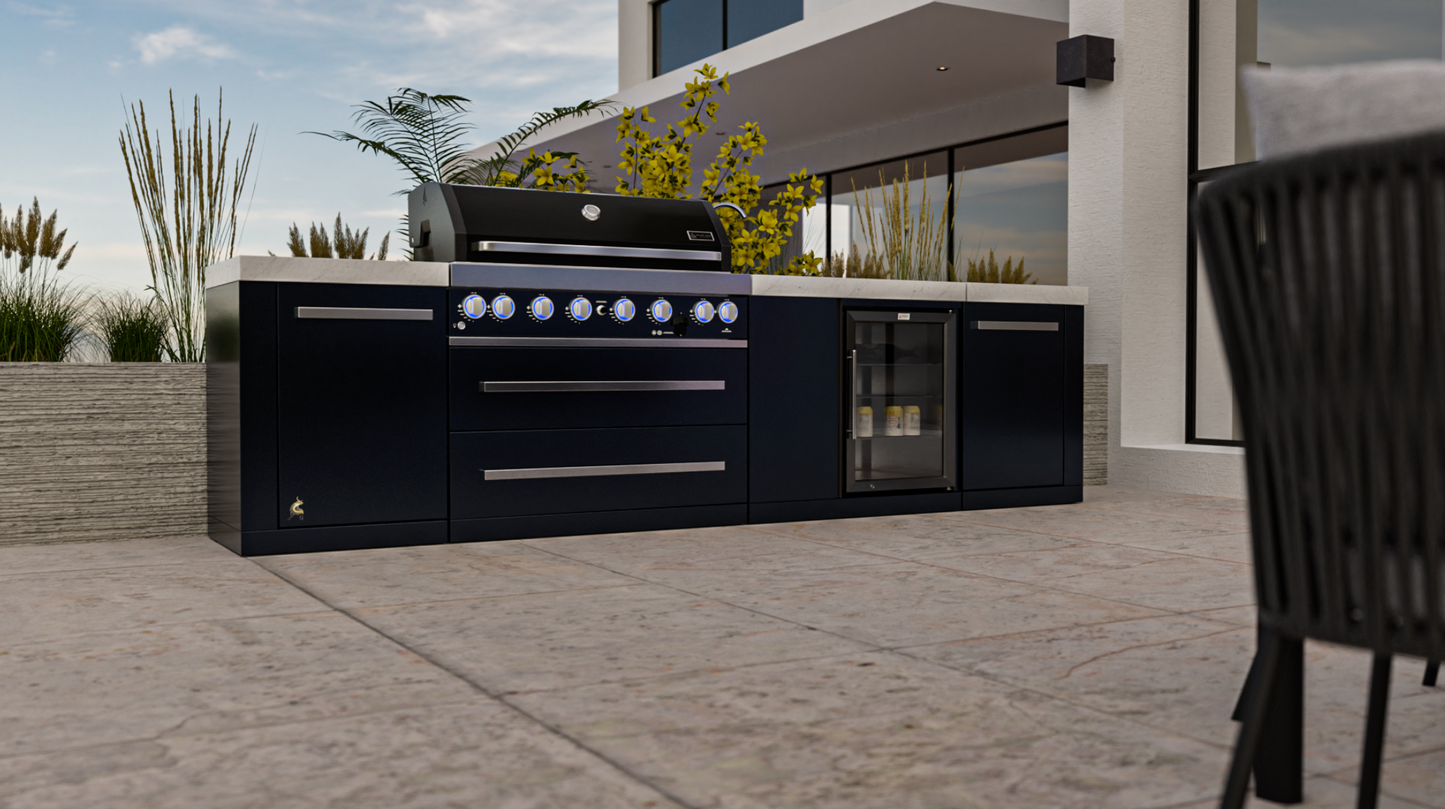 Mont Alpi 805 Black Stainless Steel Island with Beverage Center MAi805-BSSBEV - 132''