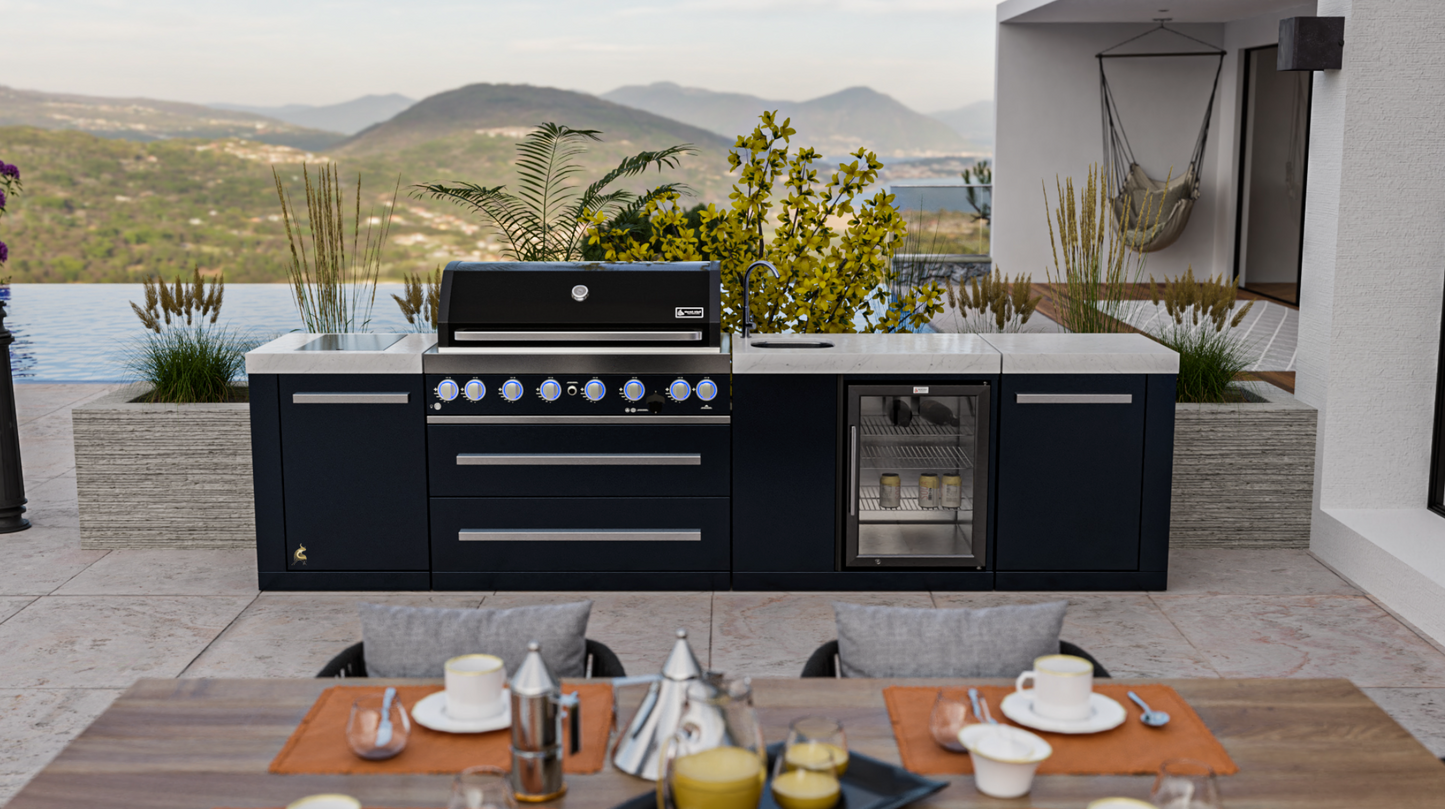 Mont Alpi 805 Black Stainless Steel Island with Beverage Center MAi805-BSSBEV - 132''