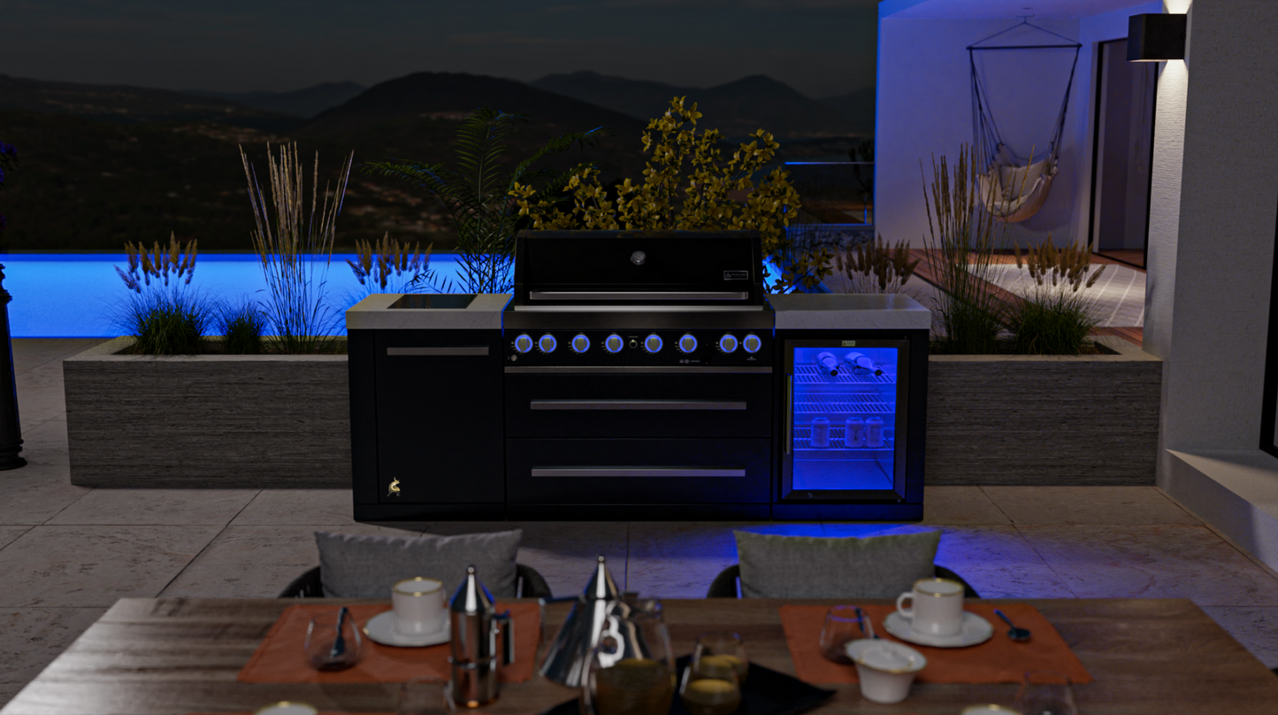 Mont Alpi 805 Black Stainless Steel Island with a Fridge Cabinet MAi805-BSSFC 94''