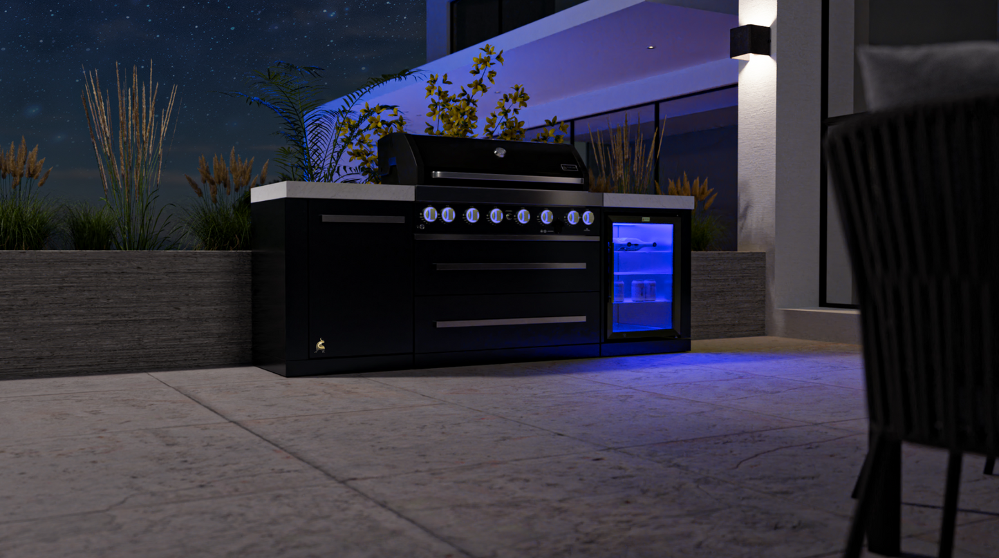 Mont Alpi 805 Black Stainless Steel Island with a Fridge Cabinet MAi805-BSSFC 94''