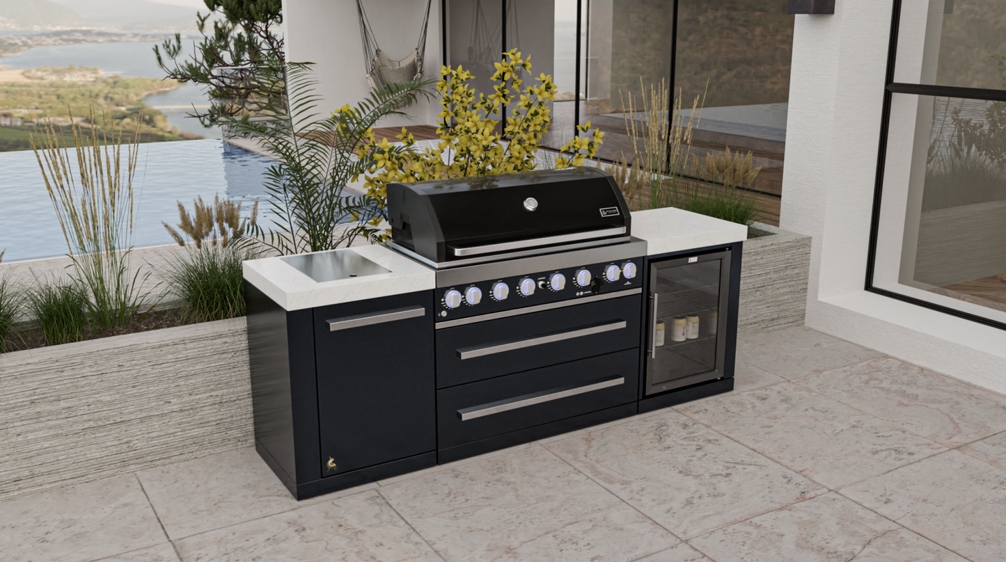 Mont Alpi 805 Black Stainless Steel Island with a Fridge Cabinet MAi805-BSSFC 94''