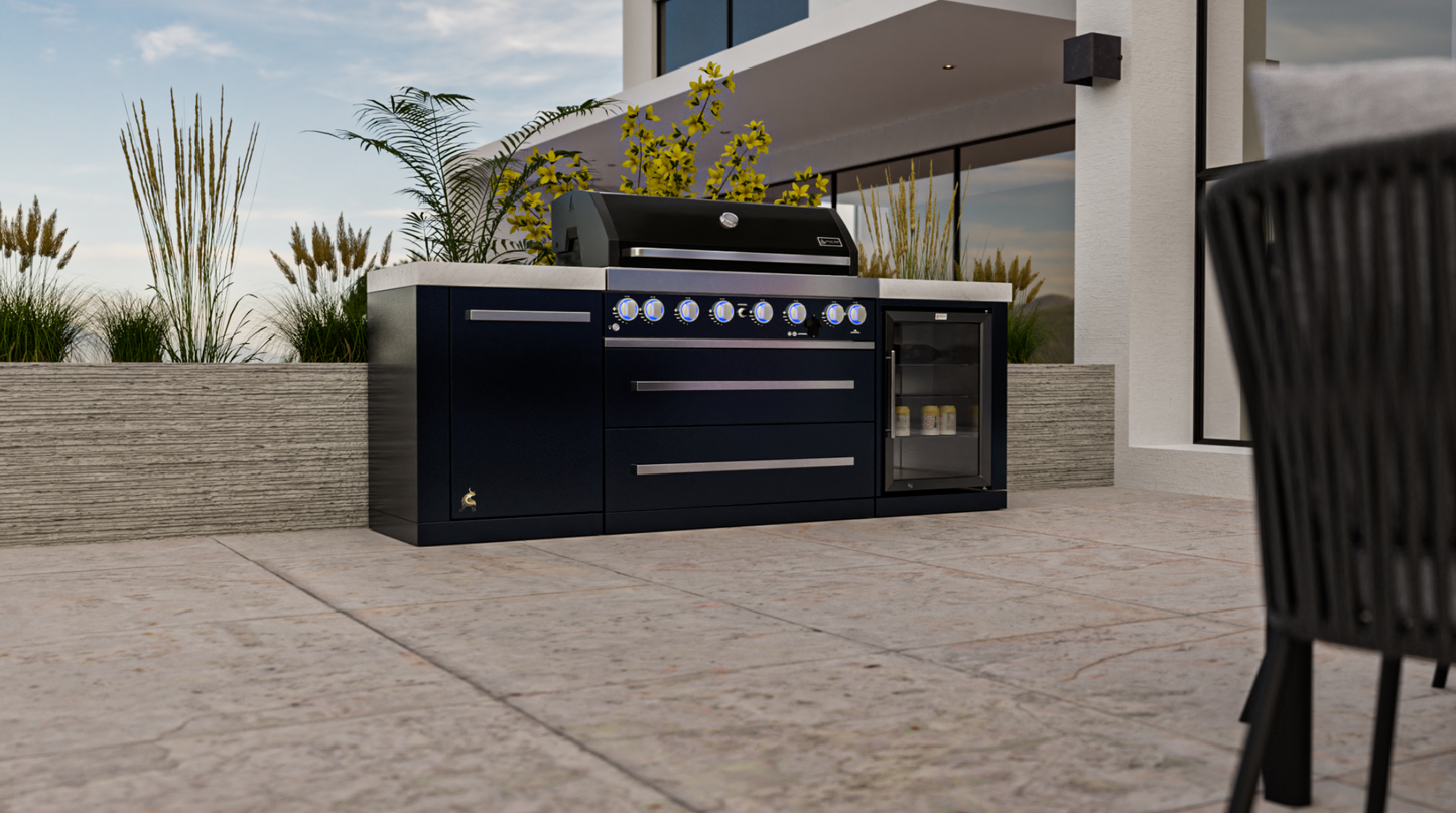 Mont Alpi 805 Black Stainless Steel Island with a Fridge Cabinet MAi805-BSSFC 94''