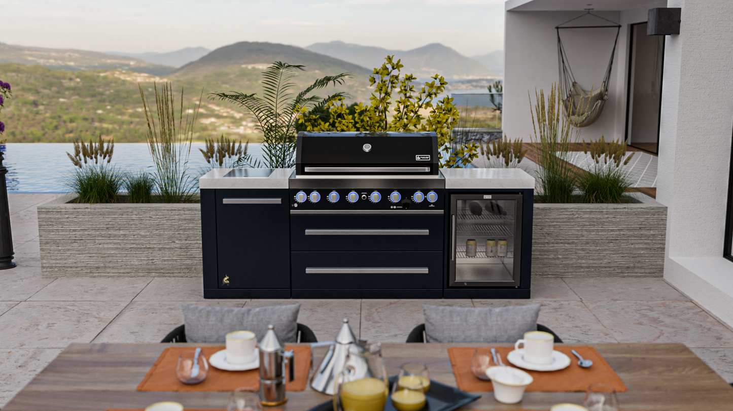 Mont Alpi 805 Black Stainless Steel Island with a Fridge Cabinet MAi805-BSSFC 94''
