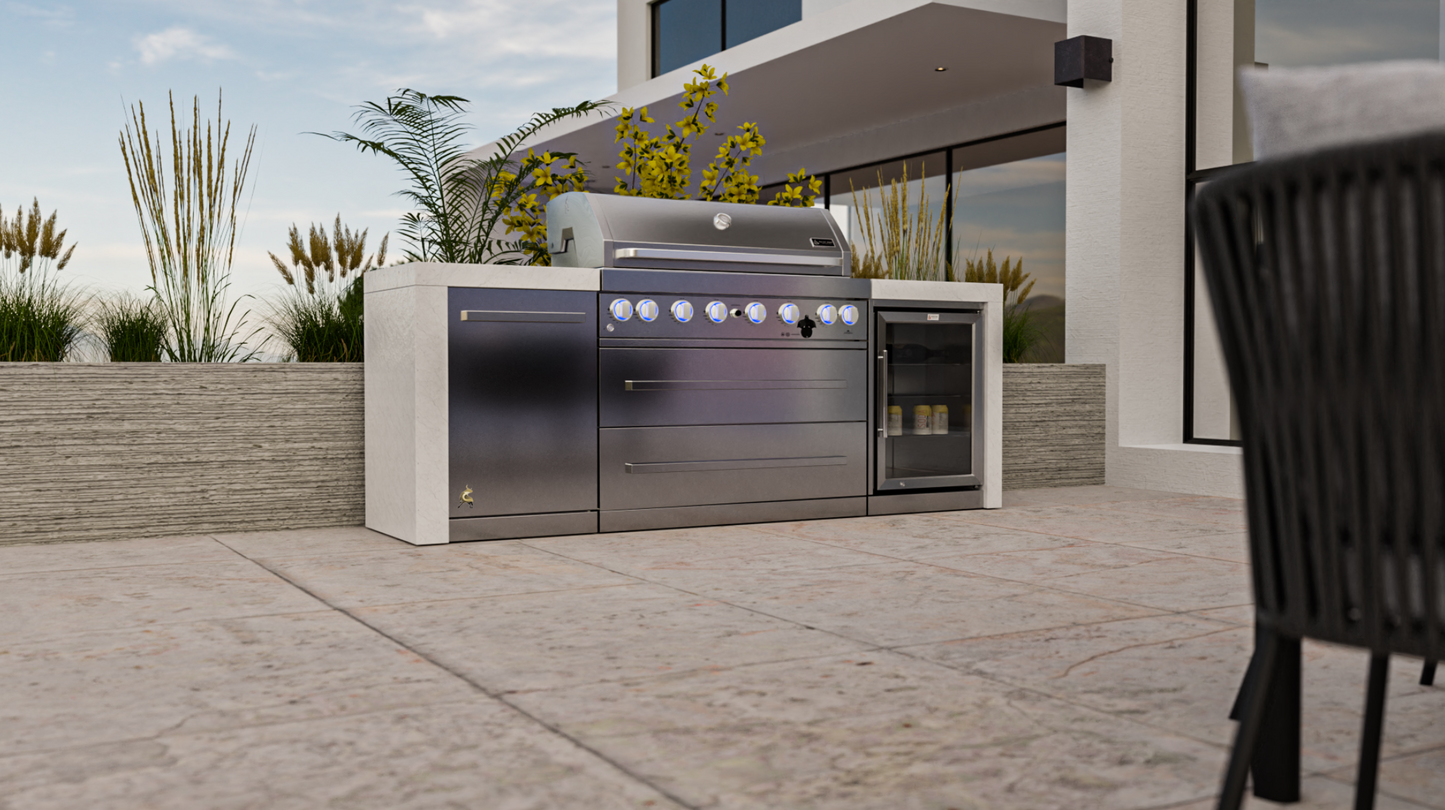 Mont Alpi 6-burner Deluxe Island with Fridge Cabinet MAI805-DFC - 94''