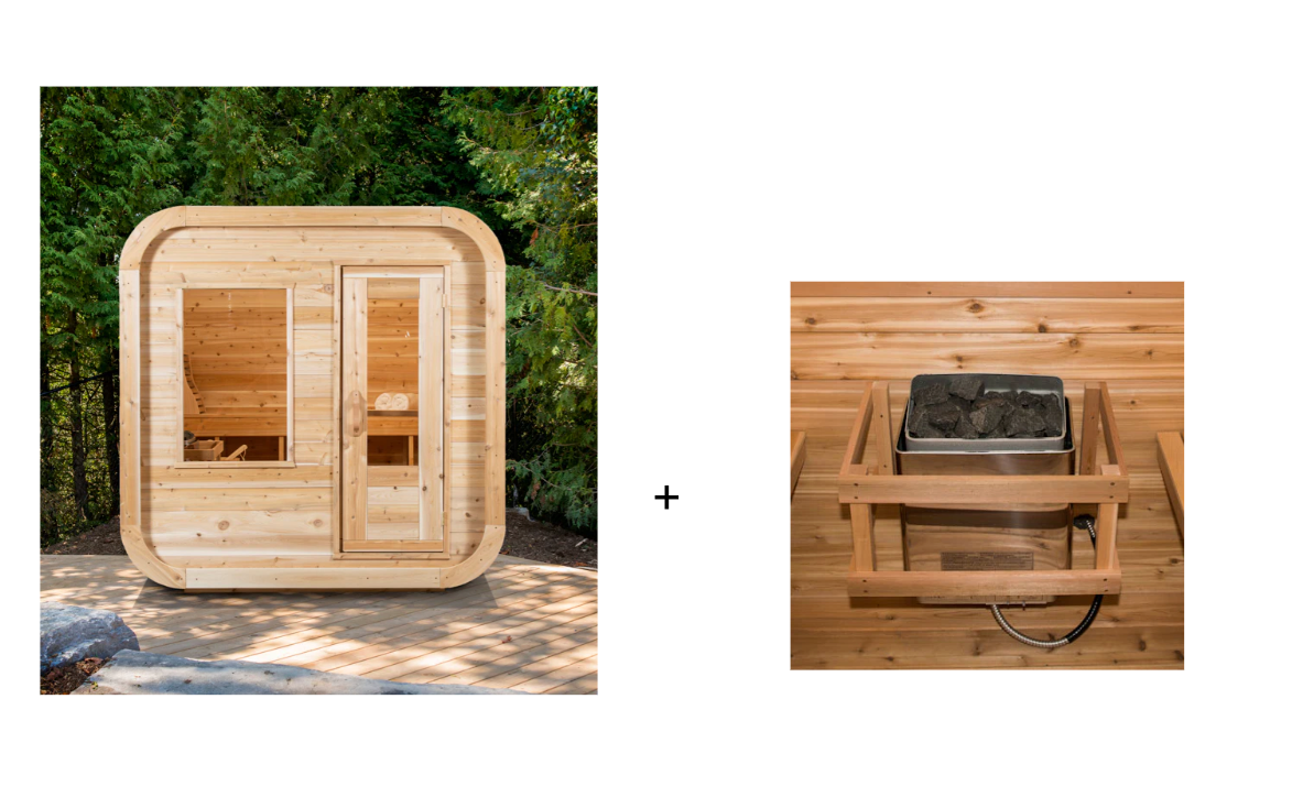 Dundalk Canadian Timber Luna White Cedar Outdoor Sauna | 2-4 People | Wood or Electric Heater