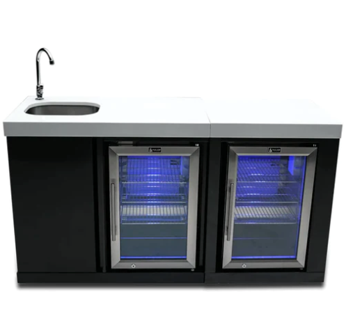 Mont Alpi Black Stainless Steel Beverage Center and Fridge Cabinet - MA-BEVBSSFC