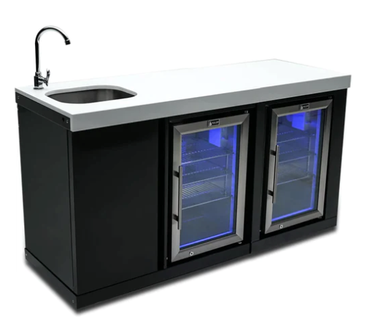 Mont Alpi Black Stainless Steel Beverage Center and Fridge Cabinet - MA-BEVBSSFC