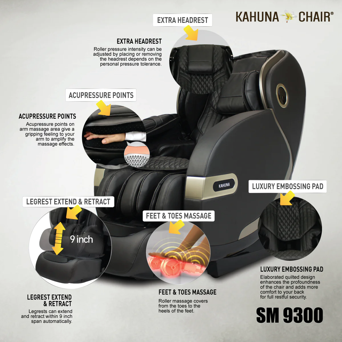 Kahuna SM 9300 Massage Chair - Grey
