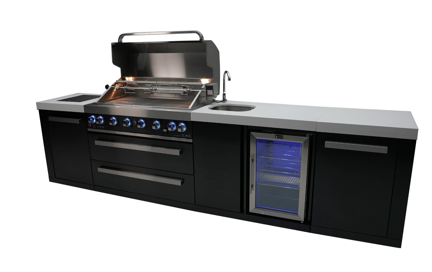 Mont Alpi 805 Black Stainless Steel Island with Beverage Center MAi805-BSSBEV - 132''