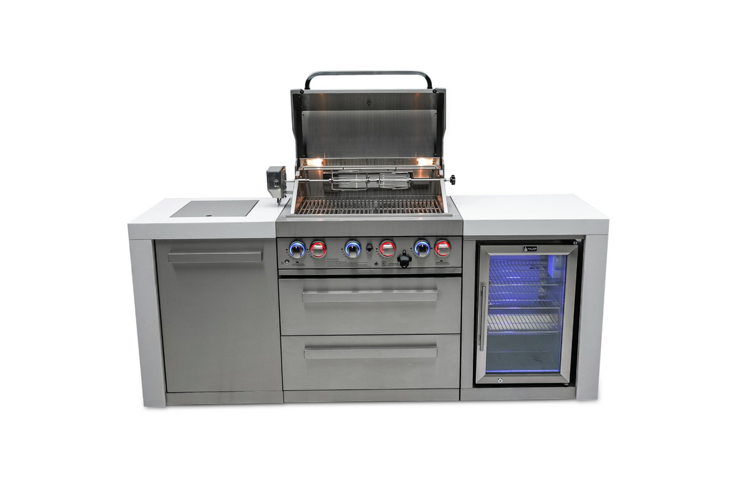 Mont Alpi 4-burner Deluxe Island with Fridge Cabinet MAI400-DFC 82''