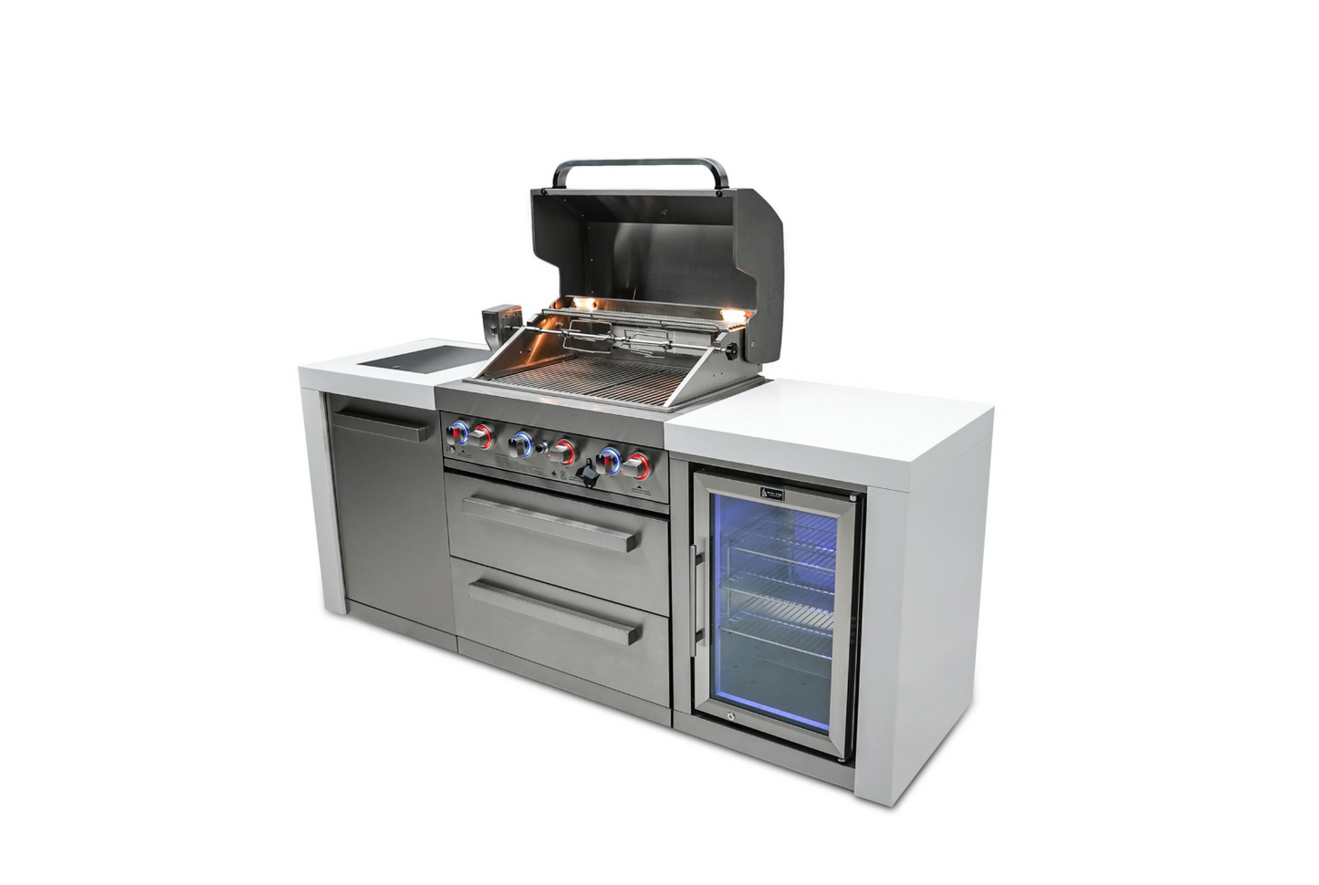 Mont Alpi 4-burner Deluxe Island with Fridge Cabinet MAI400-DFC 82''