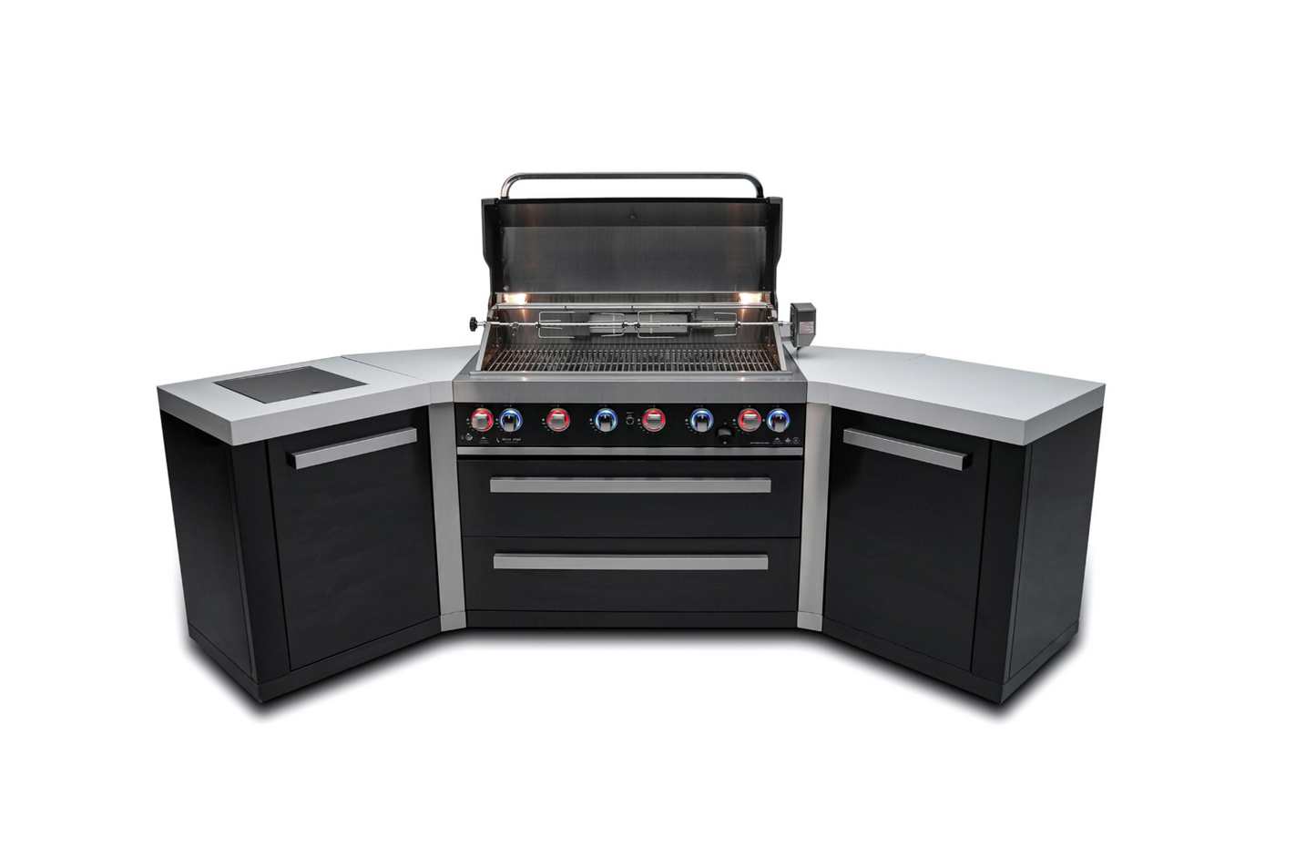 Mont Alpi 805 Black 6-burner Island with 45-Degree Corners MAi805-BSS45 - 110"