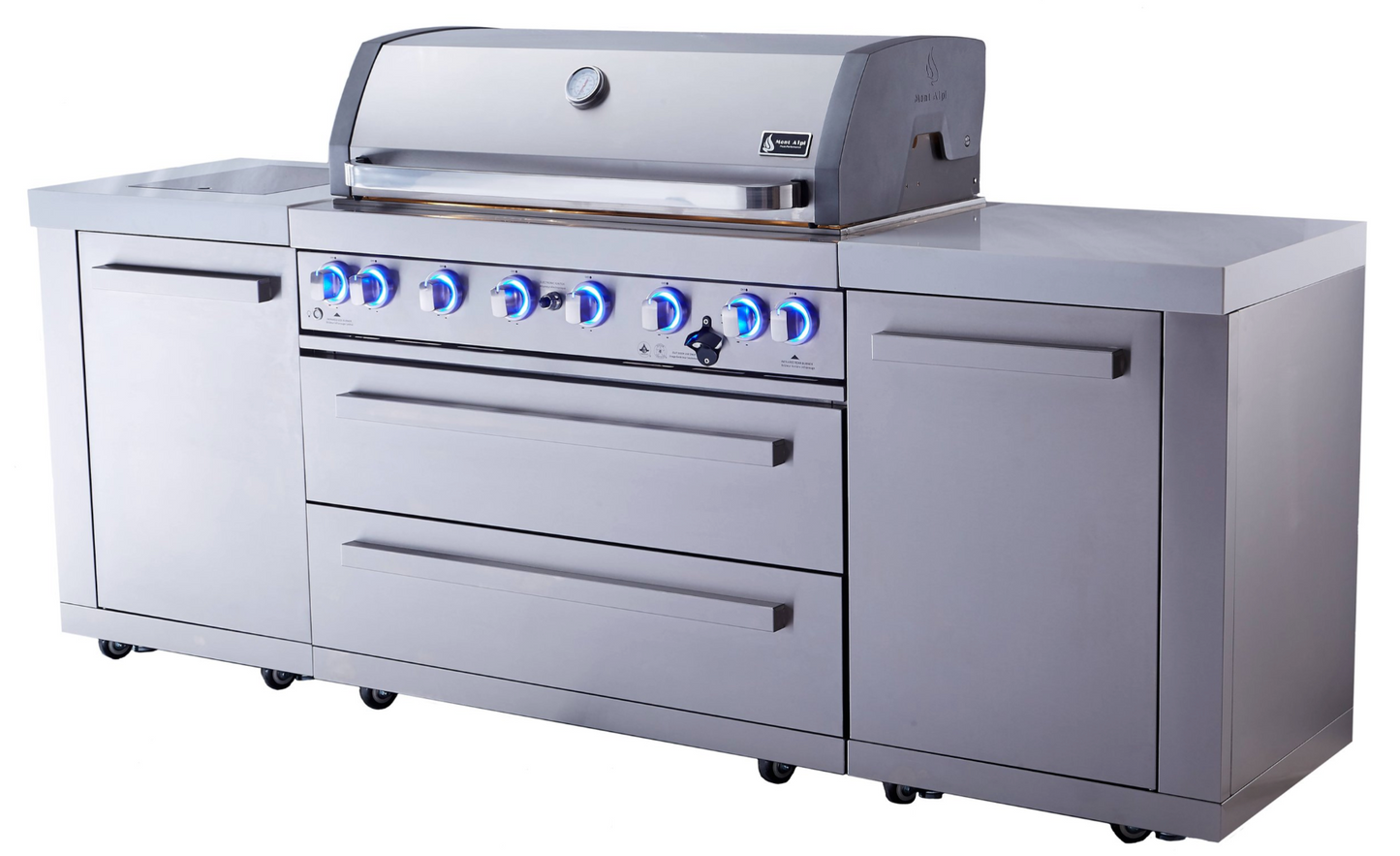 Mont Alpi 805 BBQ Grill Island features a 6-burner gas MAi805 94''