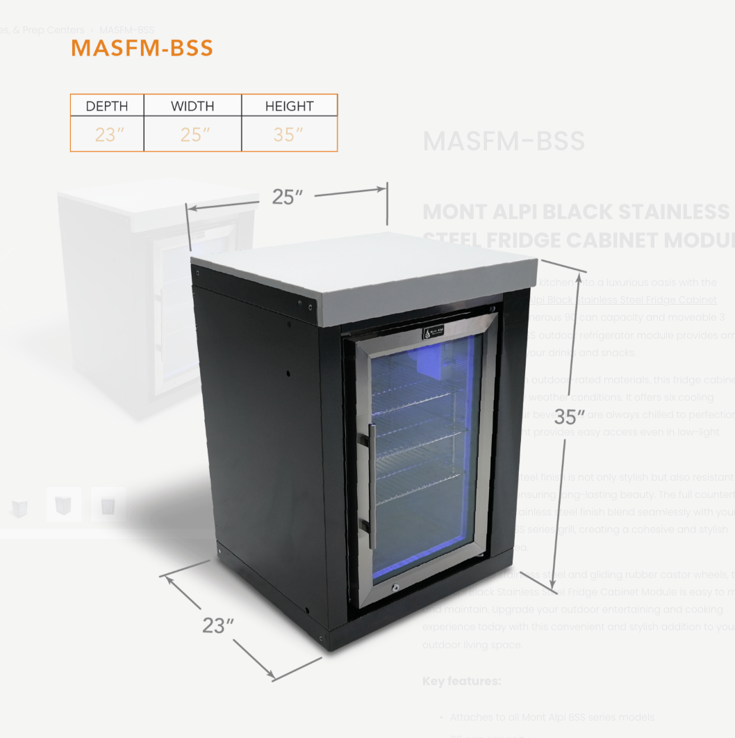 Mont Alpi Black Stainless Steel Fridge Cabinet Module