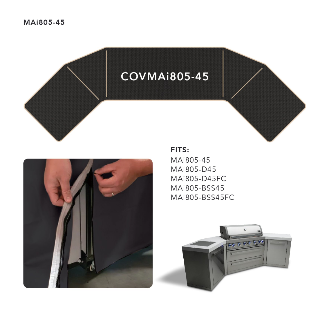 COVER FOR 6-BURNER ISLAND WITH 45-DEGREE CORNERS - COVMAi805-45