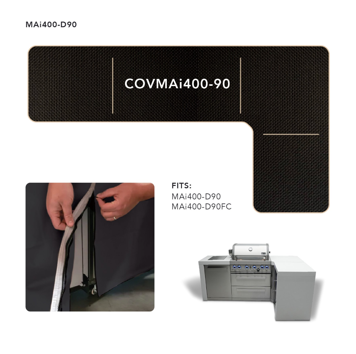 COVER FOR 400 ISLAND WITH A 90-DEGREE CORNER - COVMAi400-90