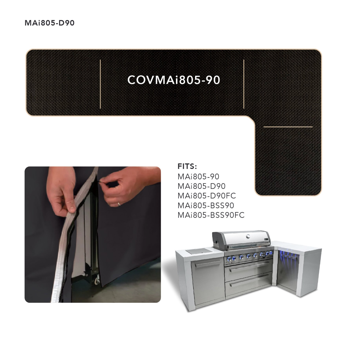 COVER FOR 6-BURNER ISLAND WITH A 90-DEGREE CORNER - COVMAi805-90