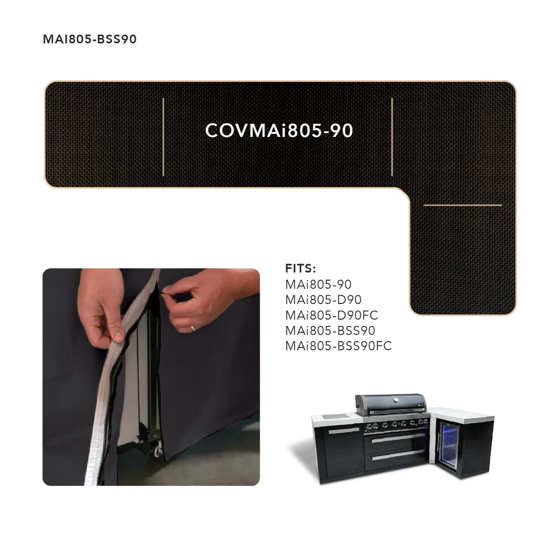 COVER FOR 6-BURNER ISLAND WITH A 90-DEGREE CORNER - COVMAi805-90