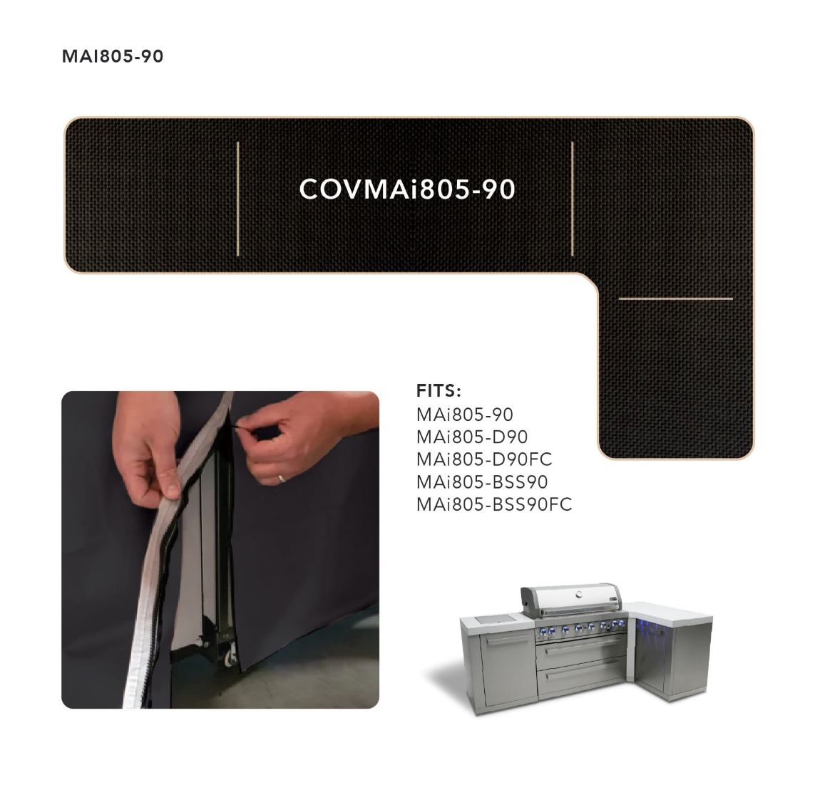 COVER FOR 6-BURNER ISLAND WITH A 90-DEGREE CORNER - COVMAi805-90
