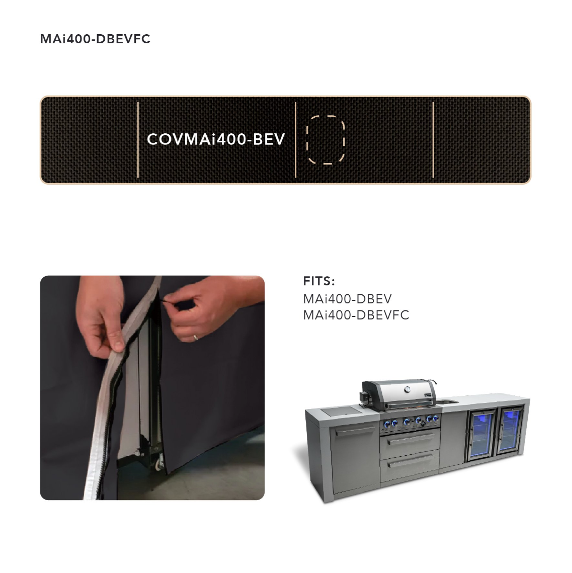 COVER FOR 4-BURNER ISLAND WITH A BEVERAGE CENTER - COVMAI400-BEV