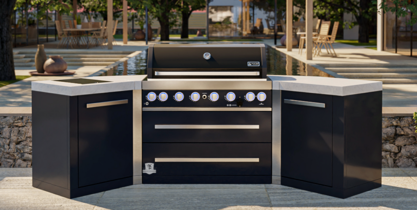 Mont Alpi 805 Black 6-burner Island with 45-Degree Corners MAi805-BSS45 - 110"