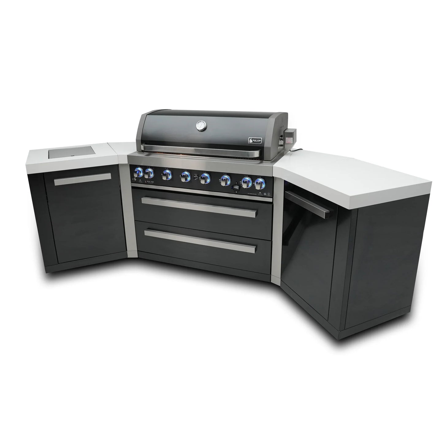 Mont Alpi 805 Black 6-burner Island with 45-Degree Corners MAi805-BSS45 - 110"