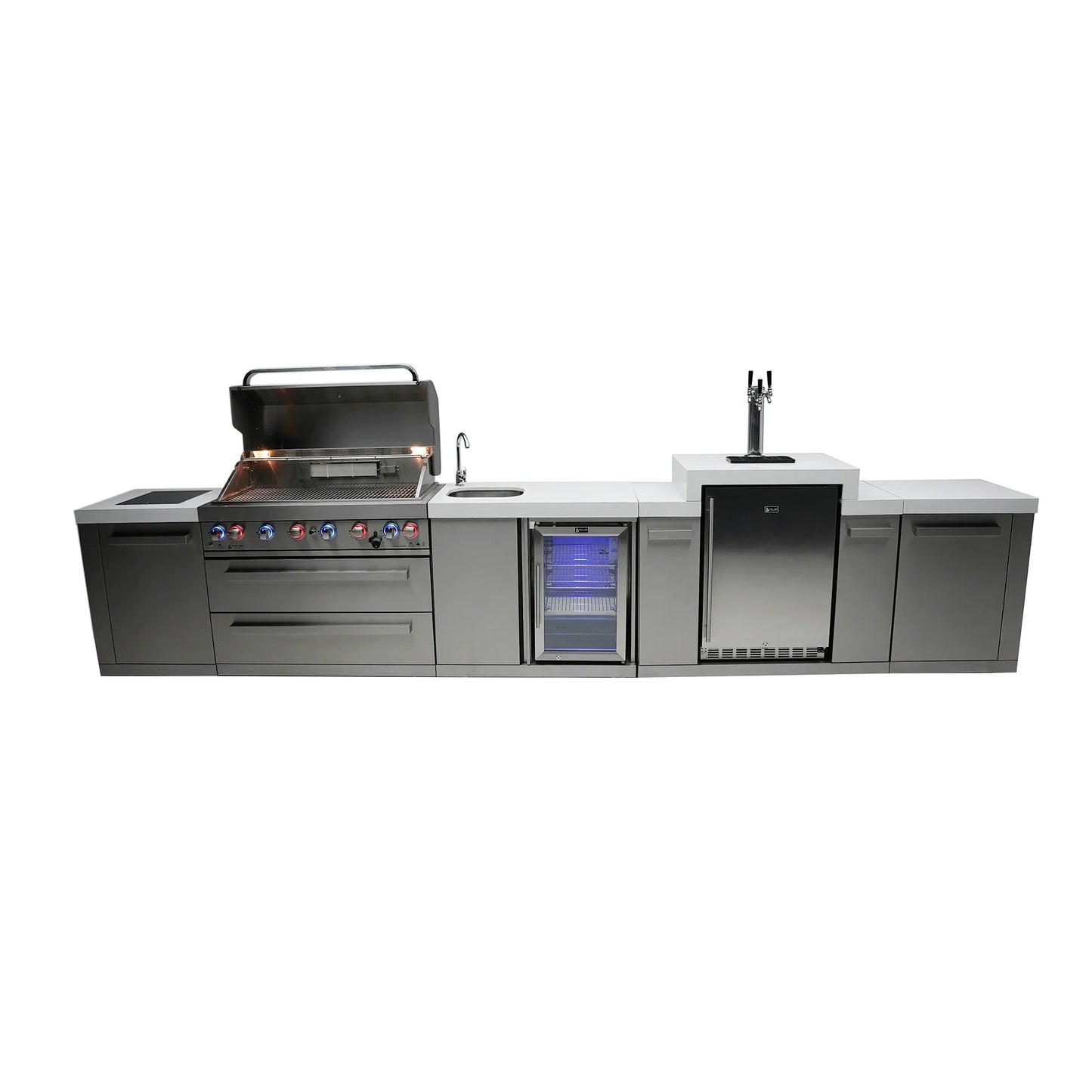 Mont Alpi 805 BBQ Grill Island with Kegerator & Beverage Center - MAi805-KEGBEV - 180''