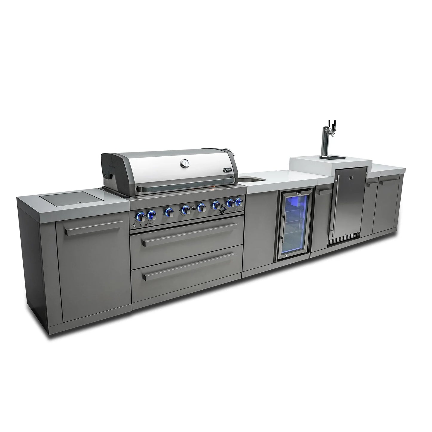 Mont Alpi 805 BBQ Grill Island with Kegerator & Beverage Center - MAi805-KEGBEV - 180''