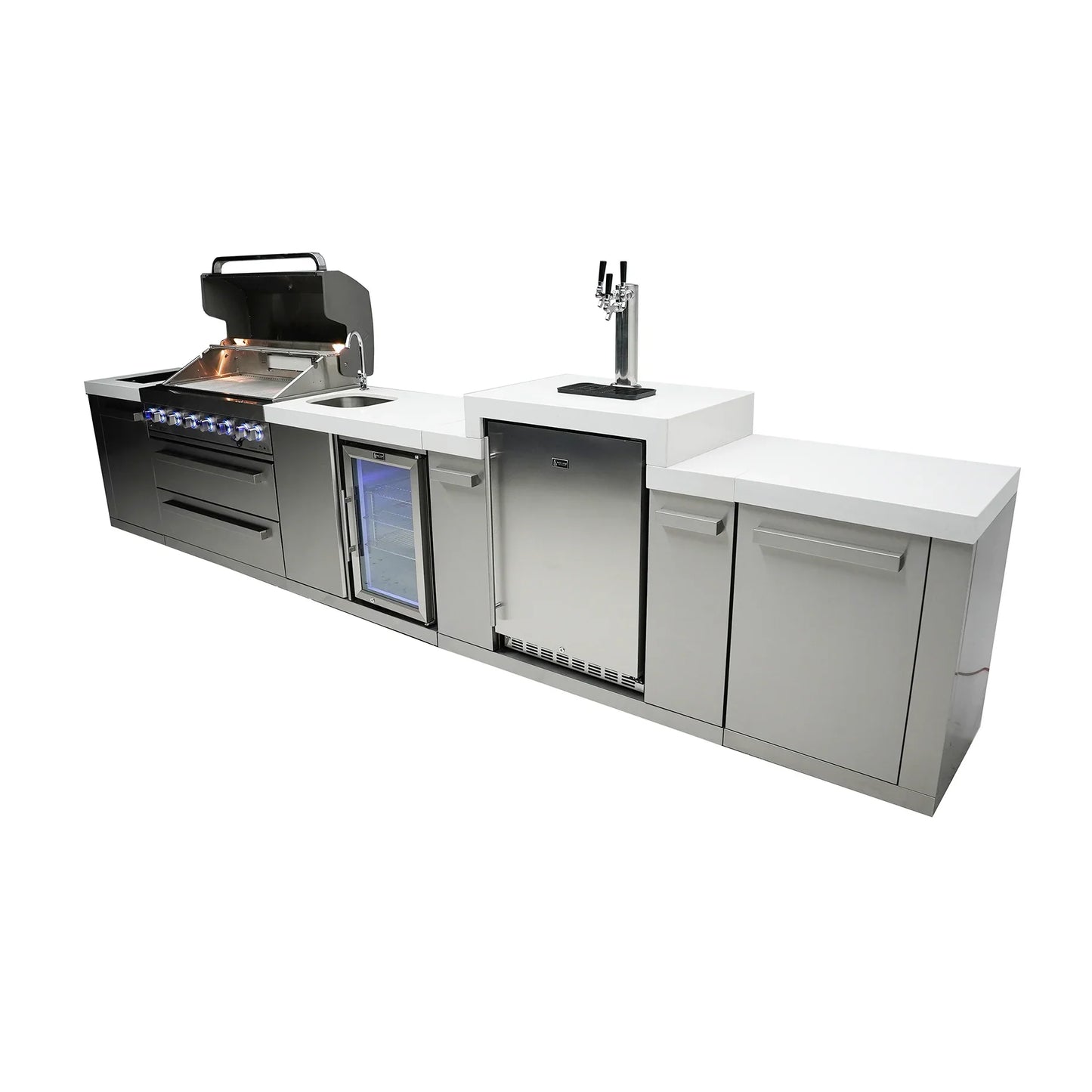 Mont Alpi 805 BBQ Grill Island with Kegerator & Beverage Center - MAi805-KEGBEV - 180''