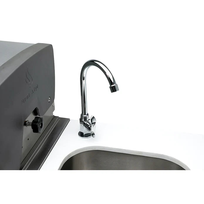 Mont Alpi 805 Black Stainless Steel Island with a 90-degree corner and beverage Center MAi805-BSS90BEV