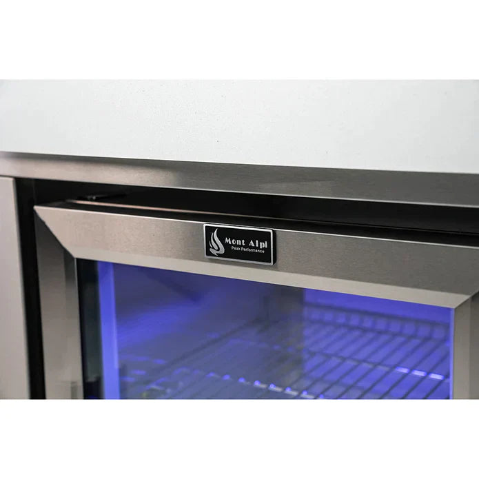 Mont Alpi 805 Black Stainless Steel Island with a 90-degree corner and beverage Center MAi805-BSS90BEV