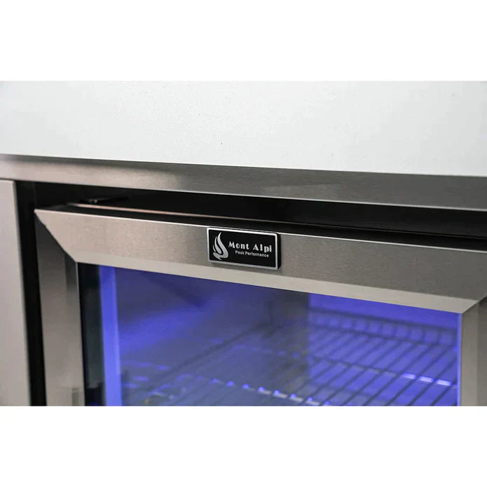 Mont Alpi 805 Black Stainless Steel 90-Degree corner, Beverage Center, and Fridge Cabinet MAi805-BSS90BEVFC