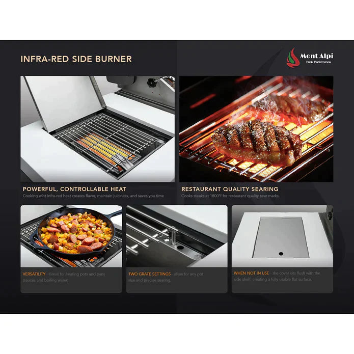 Mont Alpi 805 Black Stainless Steel 90-Degree corner, Beverage Center, and Fridge Cabinet MAi805-BSS90BEVFC