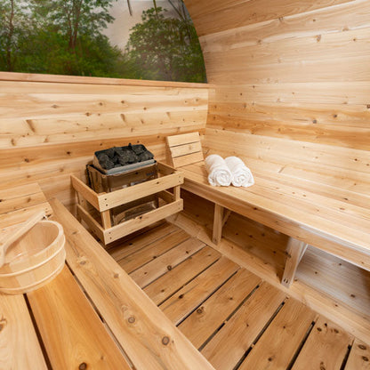 Dundalk Canadian Timber Tranquility MP Barrel Sauna | 2-4 People | Wood or Electric Heater