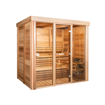 Indoor Pure Cube Sauna - 4 Person - Knotty Red Cedar